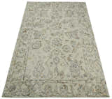 5x8 Hand Hooked Beige and Silver Wool Textured Loop Area Rug | GAR2