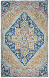 Kids, Nursery and Living Room Rug Hand Tufted Blue and Pink Wool Textured Loop Multi Size Area Rug