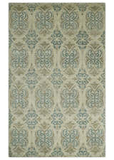 5x8 Hand Knotted Beige, Blue and Camel Modern Persian Style Contemporary Bamboo Silk Area Rug | OP71