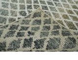 5x8 Hand Knotted Beige, Charcoal and Olive Modern Diamond Geometric Contemporary Recycled Silk Area Rug | OP87