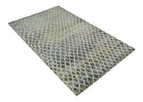 5x8 Hand Knotted Beige, Charcoal and Olive Modern Diamond Geometric Contemporary Recycled Silk Area Rug | OP87