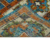 5x8 Hand Knotted Blue, Ivory and Gold Modern Persian made of Recycled Silk Area Rug | OP81