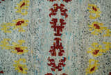 5x8 Hand Knotted Ivory, Red and Yellow Persian made of Recycled Silk Area Rug | OP95