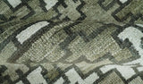 5x8 Hand Knotted Gray, Charcoal and Ivory Modern Contemporary Southwestern Tribal Trellis Recycled Silk Area Rug | OP124