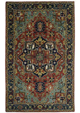 5x8 Handmade Rust and Blue made with fine wool Area Rug | TRDCP11858