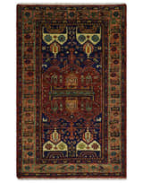 Wool Traditional Antique Style Wool Red and Blue Area Rug