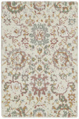 Close-up of the Nourison Twilight Ivory Multicolor rug, featuring a transitional floral pattern in chestnut, gold, and green.