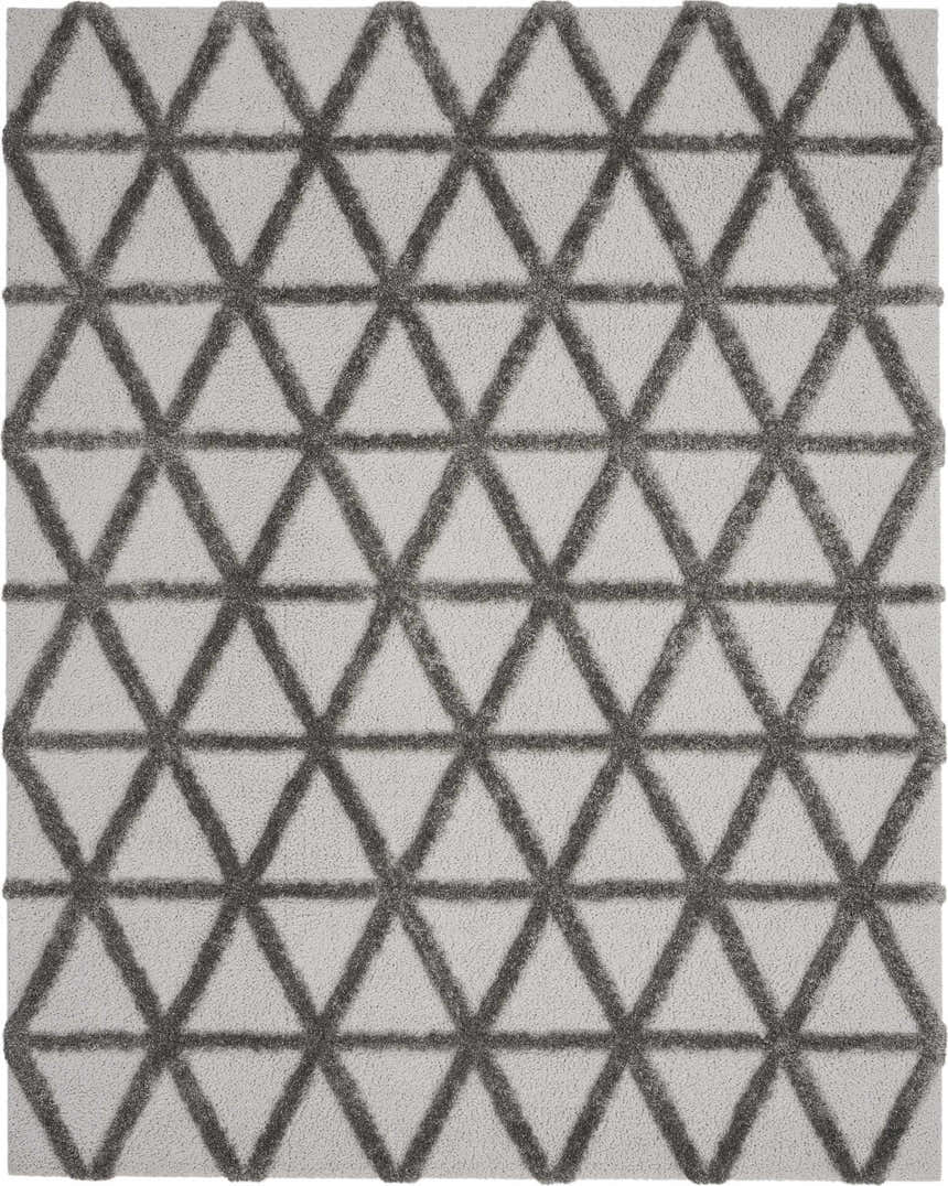 Close-up of the Nourison Highlands Grey Modern Indoor Area Rug with a geometric triangle pattern.