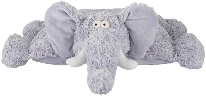 Mina Victory Plush Lines Foldable Elephant Stuffed Animal Grey Indoor Throw Pillow