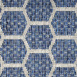 Close-up of the Nourison Twist Reversible Blue Modern Area Rug, featuring a geometric pattern and woven texture.