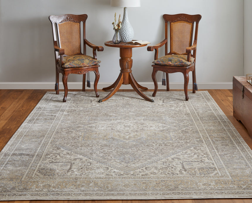 Feizy Celene Traditional Medallion - Tan/Brown/Ivory Area Rug