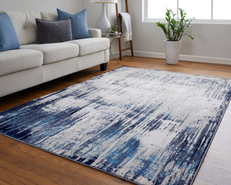 Feizy Indio Modern Abstract - Tan/Blue/Ivory Area Rug