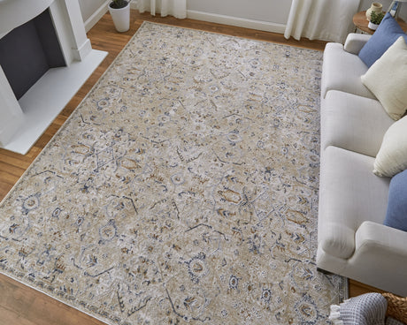 Feizy Pasha Transitional Distressed - Taupe/Ivory/Blue Area Rug