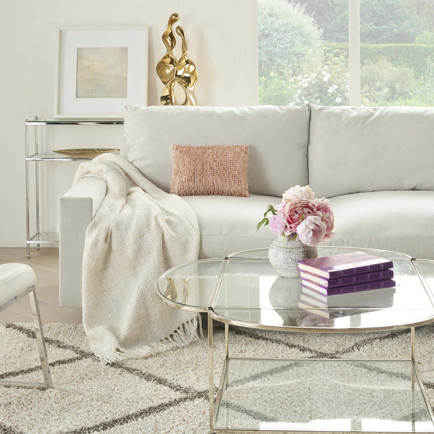 Mina Victory Sofia Beaded Tassels Blush Indoor Throw Pillow - Clearance