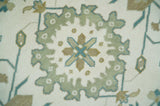 Hand Knotted Ivory, Beige and Teal Antique look Traditional Oushak Multi Size Wool Area Rug