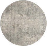 Close-up of a round Nourison Quarry Beige Gray rug with a modern abstract pattern and subtle texture.