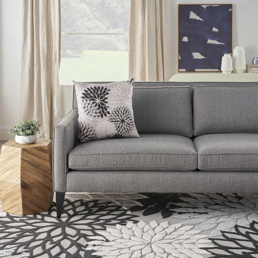 Mina Victory Aloha Indoor/Outdoor Black White Throw Pillow