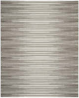 Close-up of the Nourison Key Largo Light Grey Contemporary Area Rug, featuring a horizontal striped pattern.