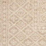 Close-up of the beige Nourison Palermo rug, showing its subtle bohemian pattern and soft, textured weave.