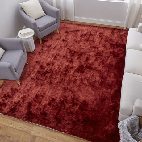 Feizy Indochine Modern Solid - Red/Orange Area Rug