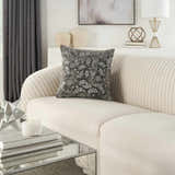 Mina Victory Sofia Beaded Flowers Grey Indoor Throw Pillow