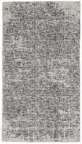 Close-up of Calvin Klein CK970 Vapor rug. Ivory and black modern design with a subtle grid pattern and soft texture.