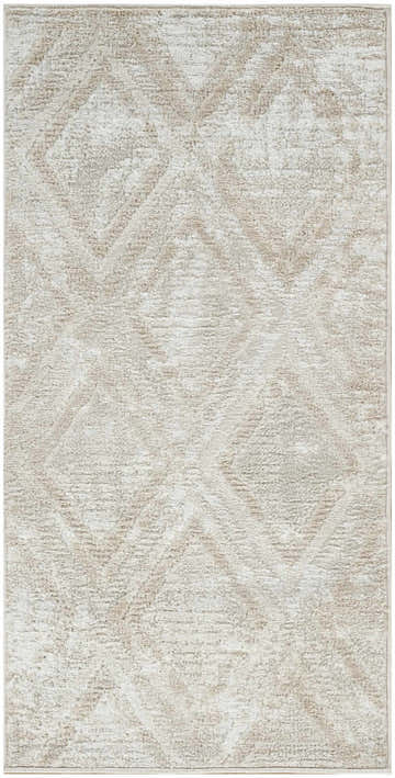 Close-up of the Nourison Dekor Ivory Beige rug. High pile texture with a subtle diamond pattern in chestnut.