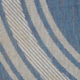 Close-up of the Nourison Horizon Denim Area Rug. Features a blue and white striped pattern.