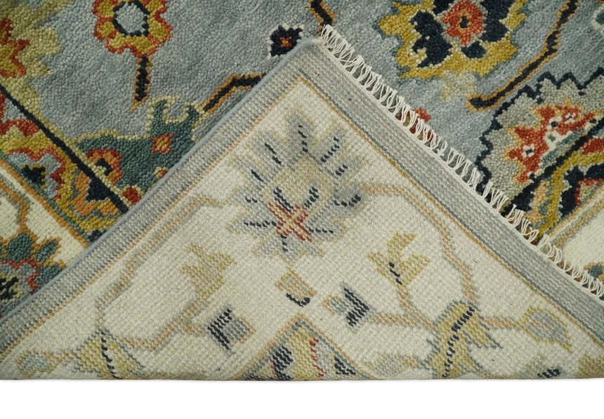 Antique Traditional Gray and Ivory Vintage Style Custom Made wool Area Rug