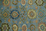 Blue and Rust Antique Traditional Oushak Area Rug
