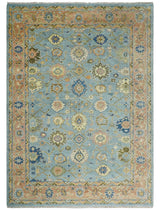 Blue and Rust Antique Traditional Oushak Area Rug