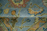 Blue and Rust Antique Traditional Oushak Area Rug