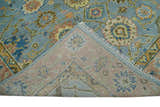 Blue and Rust Antique Traditional Oushak Area Rug