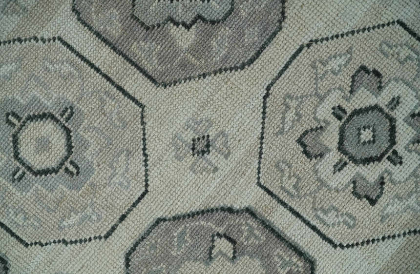 Custom Made Hand Knotted Turkish Silver, Beige and Gray Traditional Antique Low Pile Area Rug