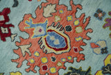 Hand Knotted Custom Made Blue and Beige Modern Oushak Wool Area Rug