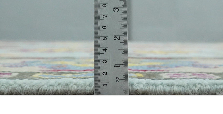 Hand Knotted Custom Made Blue and Beige Modern Oushak Wool Area Rug