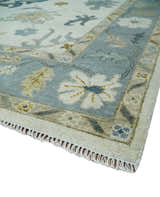 Custom Made Traditional Oushak Ivory and Silver Hand knotted wool Area Rug