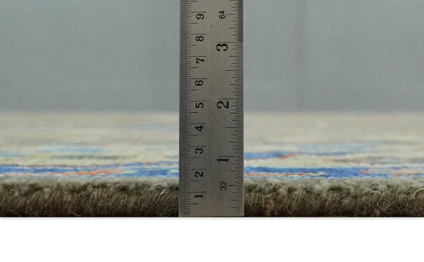 Olive and Blue Vibrant Colorful Traditional Oushak Multi Size wool Area Rug