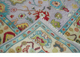 Purple and Beige Vibrant Colorful Hand knotted Traditional Oushak Multi Size Area Rug