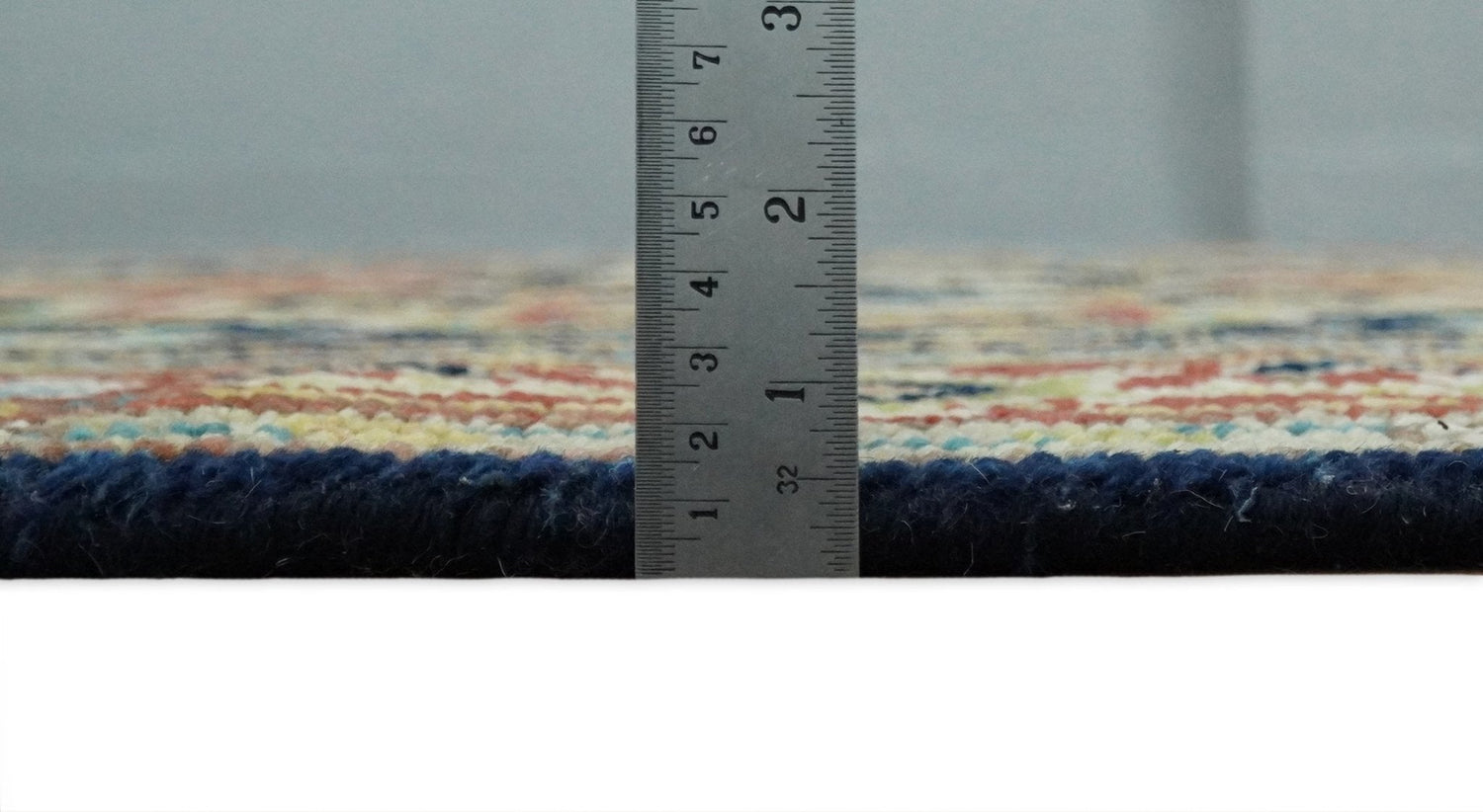 Custom Made Blue and Rust Hand Knotted Wool Antique Style Wool Area Rug