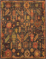 Detailed Nourison Jewel Denim Persian rug showing intricate patterns and rich colors.