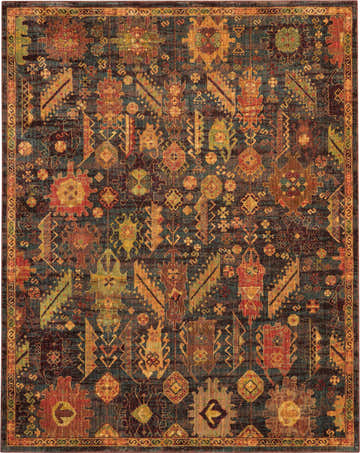Detailed Nourison Jewel Denim Persian rug showing intricate patterns and rich colors.
