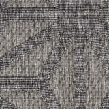 Close-up of the Nourison Cozumel Dark Grey rug showing its textured, mid-century modern geometric pattern.
