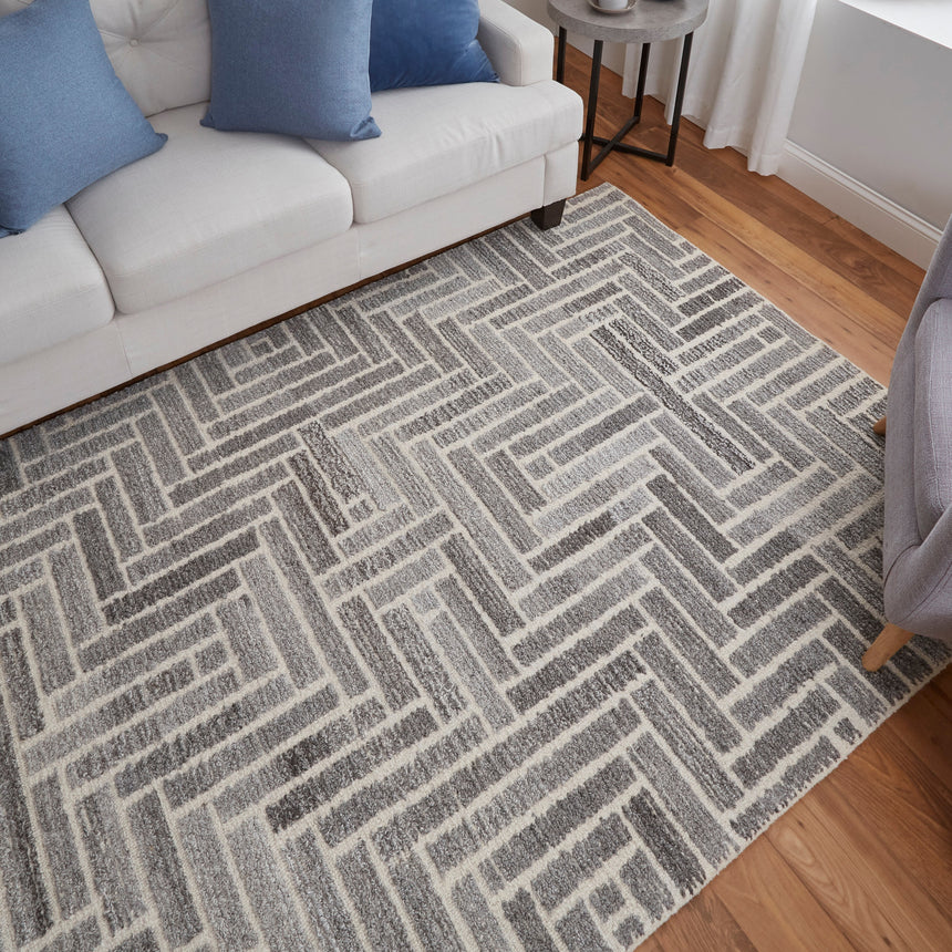 Feizy Asher Transitional Geometric - Taupe/Gray/Tan Area Rug - Clearance