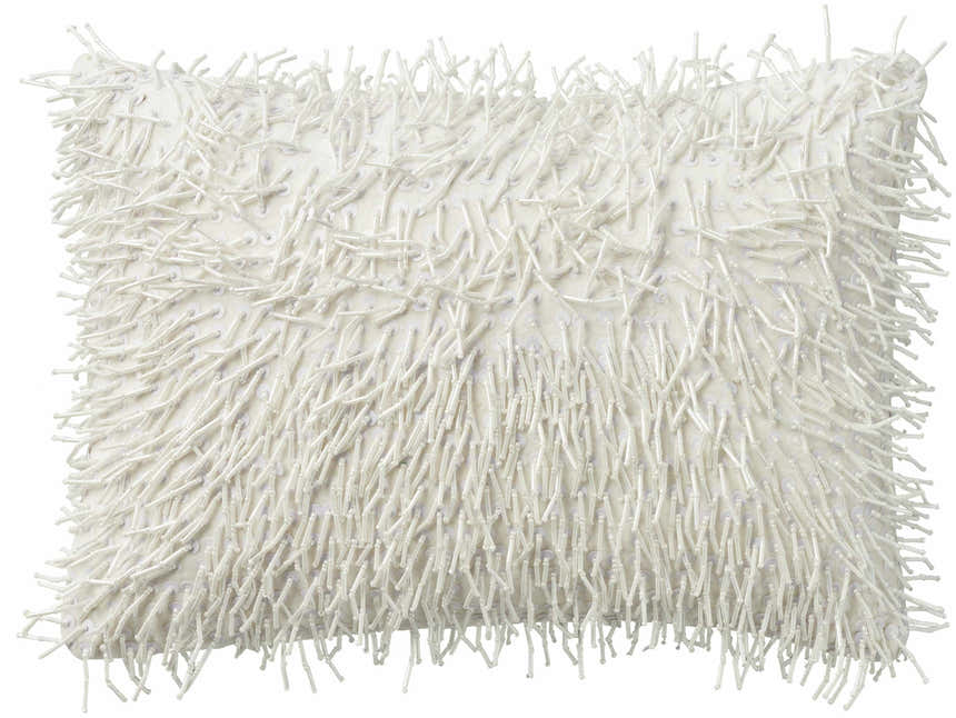 Mina Victory Sofia Beaded Tassels White Indoor Throw Pillow - Clearance