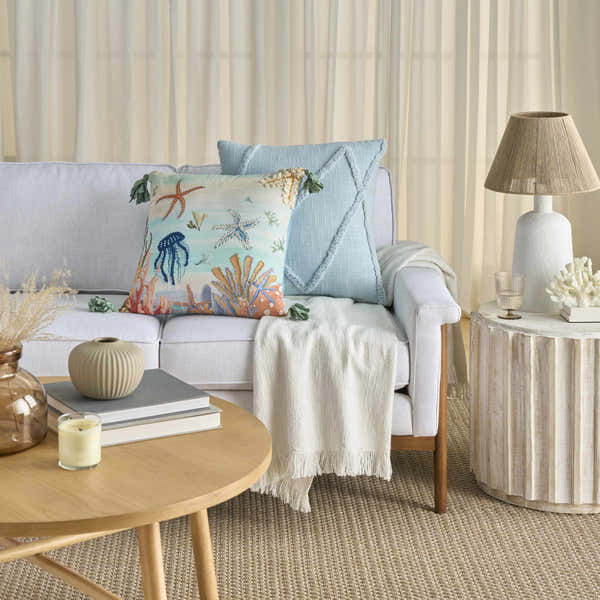 Mina Victory Coastal Accessories Under The Sea Multicolor Throw Pillow