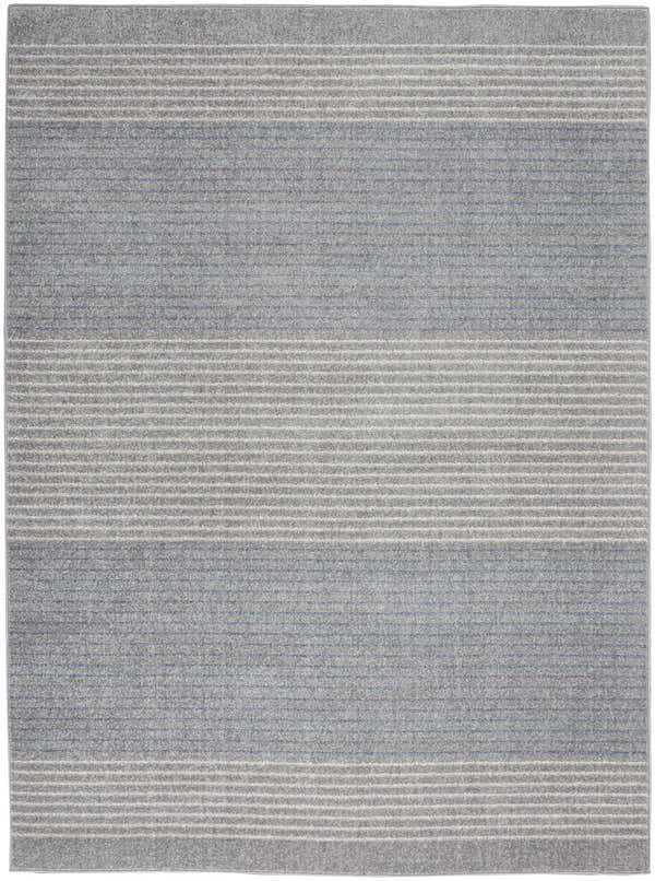 Close-up of the Calvin Klein River Flow Grey rug featuring a horizontal striped pattern in light and dark gray tones.