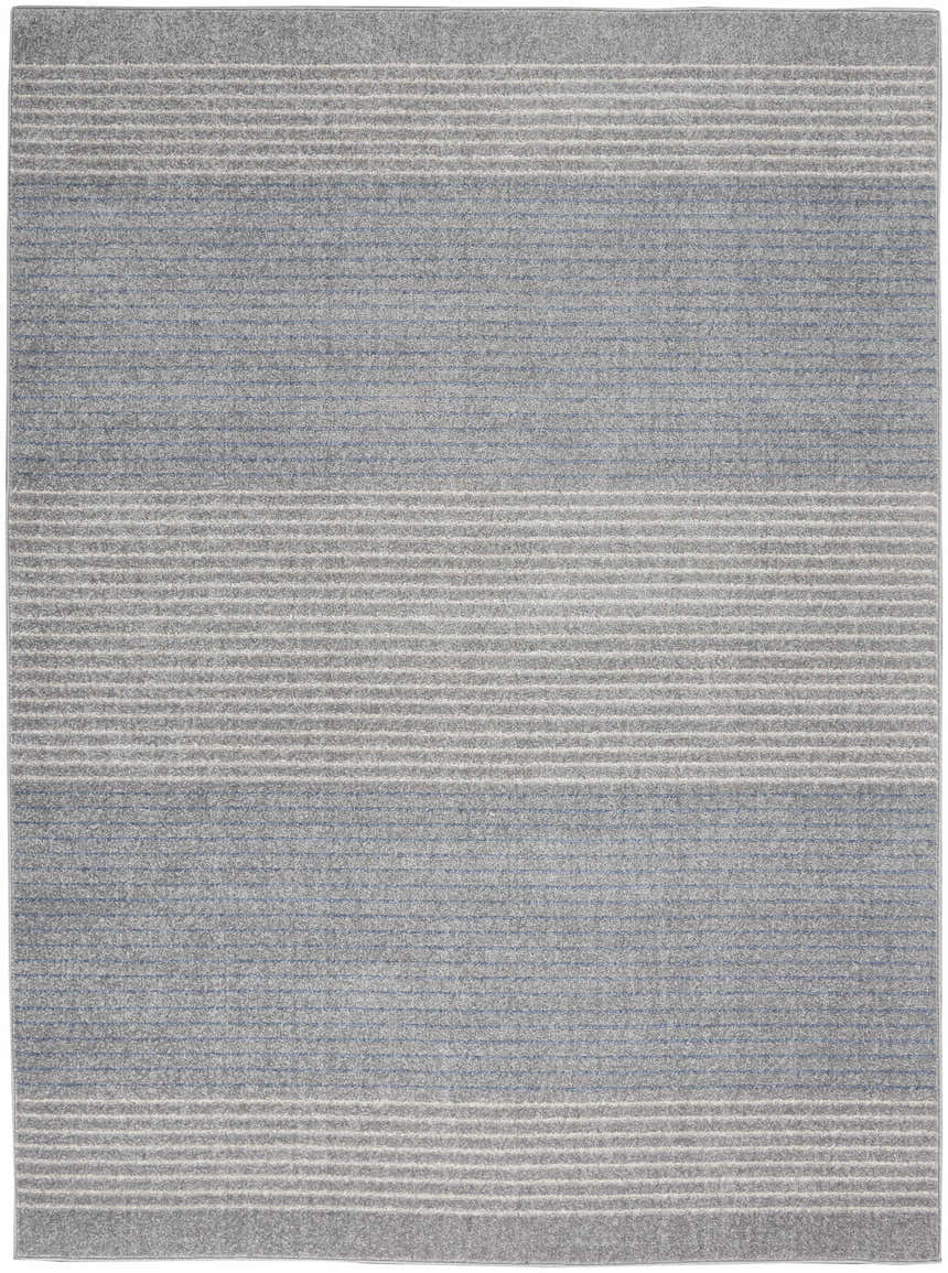 Close-up of the Calvin Klein River Flow Grey rug featuring a horizontal striped pattern in light and dark gray tones.