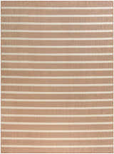 Close-up of the Nourison Positano Jute Ivory Modern Area Rug, featuring a chestnut and ivory striped pattern.