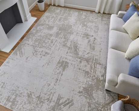 Feizy Prasad Modern Abstract - Ivory/Taupe/Silver Area Rug